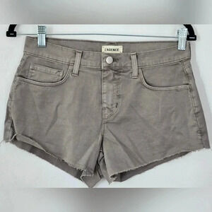 L'Agence Audrey Mid-Rise Denim Cut-Off Jean Shorts NWT Size 25 grey